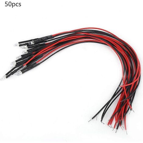 50 Stück 12V vorverdrahtete LED-Leuchtdioden, 3mm runder Kopf, mehrfarbig, schnell blinkend