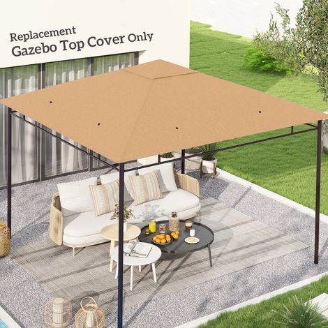 Toile de rechange pour pavillon toit de remplacement gazebo tissu polyester haute densité 180 g/m² anti-UV 3 x 3 m beige (1/5)