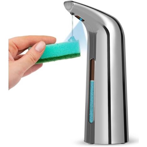 Distributeur de savon automatique avec capteur, distributeur de savon infrarouge sans contact étanche pour salle de bain, cuisine, Hôtel, restaurant - Argent (1/5)