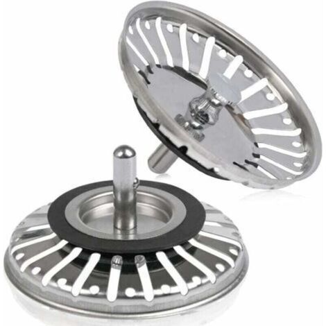 2pcs Filtre à évier/bouchon de bonde pour évier bouchon d'évier trou Passoire de cuisine/salle de bain diamètre de 84 mm avec embout à boule, en acier inoxydable (1/5)