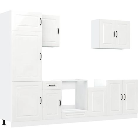 vidaXL Set Mobili da Cucina 7 pz Kalmar Bianchi Lucido in Truciolato (1/5)