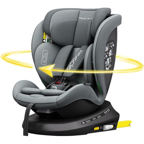 Siège Auto 360 Pivotant ISOFIX 40-150 cm, 0-12 ans, Dos à la route jusqu'à 105 cm, 5 Positions Inclinables, 0-36 kg (Gris) (1/5)