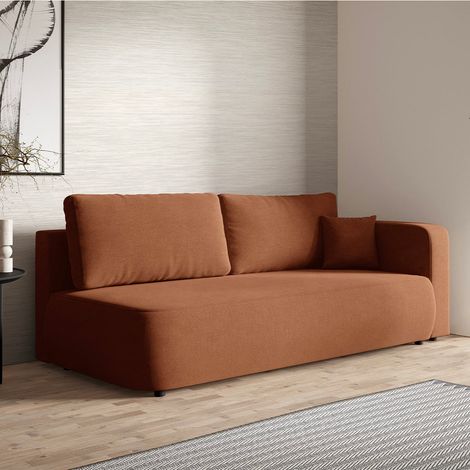 Canapé convertible 3 places avec coffre et accoudoir réversible Antonio Terracotta (1/5)
