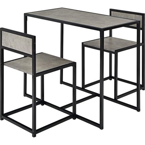 COSTWAY Juego de Mesa y 2 Sillas de Comedor Grupo de Mueble con Marco de Metal para Bar Habitaciones Pequeñas Cocina Bistró (Gris) (1/5)