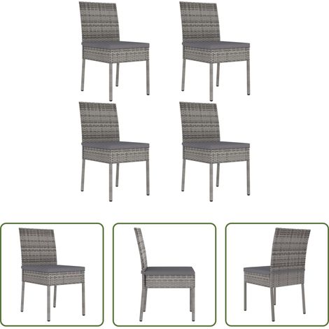 Gartenstühle -  Garten-Essstühle 4 Stk. Poly Rattan Grau (1/5)
