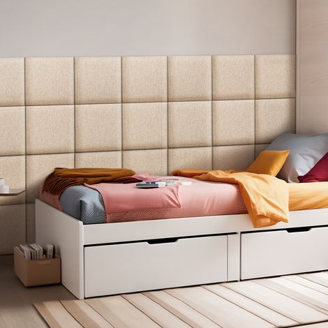 Set de 4 coussins muraux Carpino en tissu 30 x 30 cm beige [neu.haus]