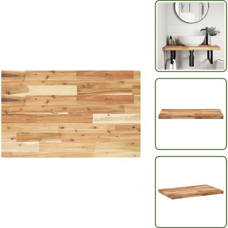 The Living Store Dessus de meuble de salle de bain finition à l'huile 100x50x4cm - Comptoir en bois d'acacia (1/5)