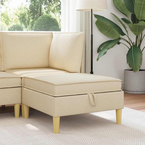 Pouf coffre de rangement en tissu avec assise et pieds marron - PANGIVO (1/5)