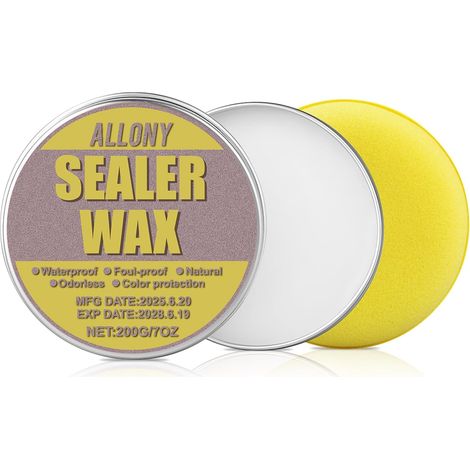 Cire pour Pierres, Concrete Wax, Cire Carreaux de Ciment, Imperméable et Résistant aux Taches, cire de Ciment pour Carrelage, Béton et Bois, Résine, Métal et Granit, 200 g (1/5)
