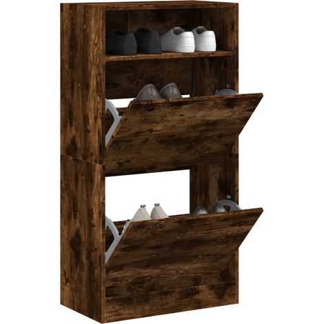 Schuhschrank Räuchereiche 60x34x116 cm Holzwerkstoff