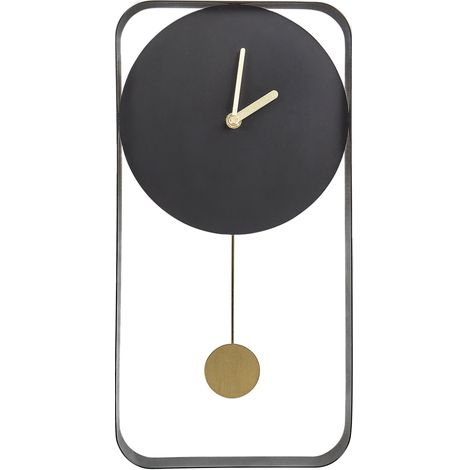 Orologio da parete 21 x 40 cm Design moderno e minimalista con pendolo decorativo senza numeri Acciaio nero Servoz (1/5)