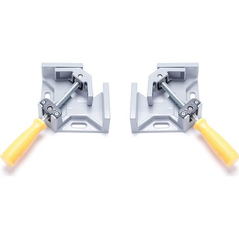 EASYCOMFORT 2 Pcs Serre Joint Angle 90 °, Etau D'angle Alliage d'Aluminium Pince de Soudage d'angle avec mâchoire pivotante réglable, pour Outils Menuisier, Soudage de Charpentier (Gris) (1/5)
