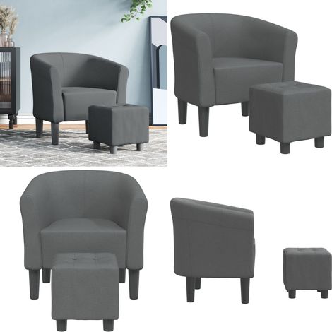 Chaise cabriolet avec repose-pied gris foncé tissu - Fauteuil Convertible - Fauteuil Relax - Chaise Confort - Chaise Salon - Meuble Salon - Home & Living