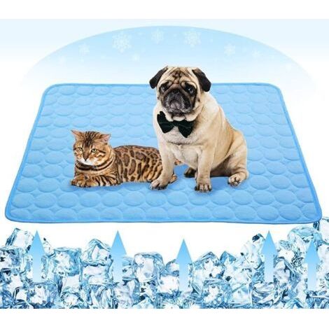 Tapis rafraîchissant pour chien et chat 70 x 56 cm – Soie glacée auto-refroidissante – Réversible et lavable – Confort optimal pour petits animaux (1/5)