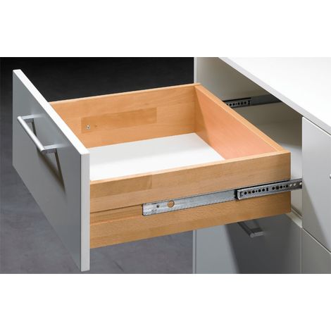 Hettich – Coulisse télescopique pour tiroir 310mm – Charge 20kg – Système à galets – Acier zingué – Pour rainure 27mm