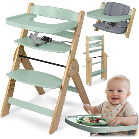 Wooden High Chair for Kids, Adjustable, Removable Tray (1/5)