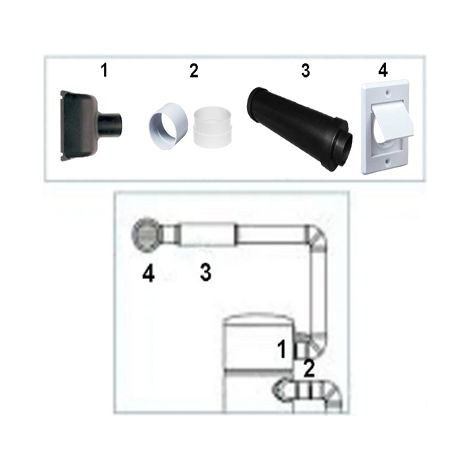 Kit de rejet d'air pour centrales d'aspiration UNELVENT SAPHIR, unelvent 620011 (1/2)