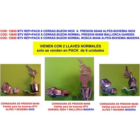 Cassetta postale con serratura a pressione in acciaio inossidabile 60449 Alpes-Bohemia-Aneto Confezione da 6
