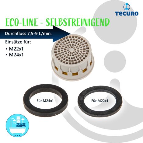 tecuro Selbstreinigende ECO SPAR Strahlregler Einsatz für M22/M24, Durchflussklasse Z: 7,5 - 9,0 l/min, inkl. Dichtung (1/3)