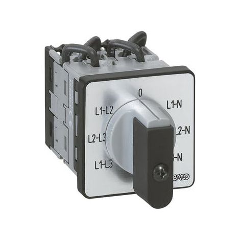 Commutateur à cames de mesure voltmètre avec neutre PR12 - 6 contacts - fixation par vis sur porte - 014653 - LEGRAND
