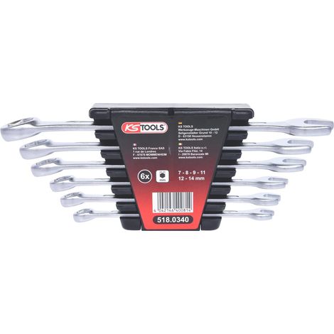 Kstools – Jeu de clés de purge de frein 6 pcs – Clé mixte 7-14 mm – Acier chrome vanadium – Finition satinée pour écrous de purge (1/7)