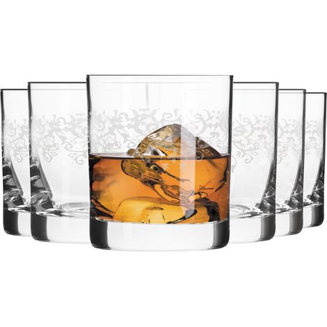 Verres à Whisky 350 ml Lot de 6 Collection Krista Deco Cristal Sans Plomb Design Classique avec Motif Transparent (1/3)