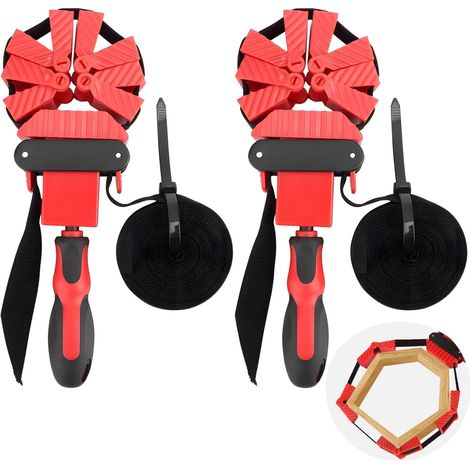 tenditori per telaio, 4 ganasce con 6 metri di cinghia in nylon come tenditore per nastro adesivo per incollare e avvitare parti ad angolo retto, regolabile in continuo, HBT: 3 x 10 x 28 cm, per