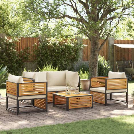 Salon de jardin avec coussins 5 pcs Bois d'acacia solide (1/5)