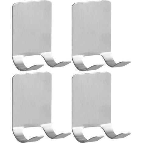 Ganci adesivi per supporto doccia Razor, 4 pezzi, ganci adesivi in acciaio inox, portasciugamani da bagno e cucina, senza foratura, colore argento (1/5)