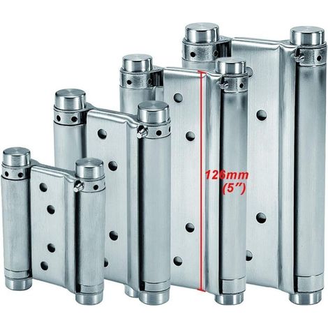 Doppeltwirkende Edelstahl-Federbänder (126 mm) für Drehtüren, selbstschließende Bänder für Salon-, Café-, Bar-, Kneipen-, Theken- und Schranktüren, bis zu 25 kg (2 Stück) (1/4)