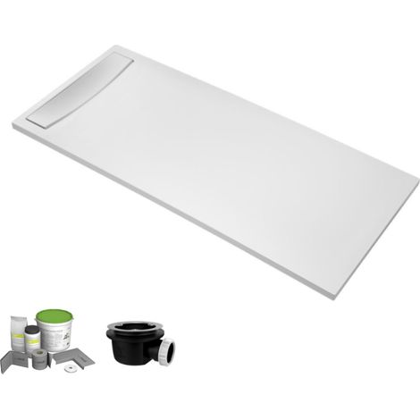 Pack receveur de douche antidérapant 90 x 90 JACOB DELAFON Flight Neus carré blanc+Kit d'étanchéité WEDI + Bonde + Capot (1/5)