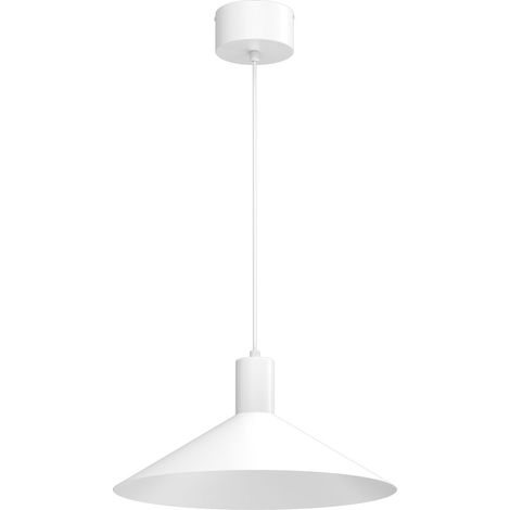 Suspension minimaliste cône aplati 40 cm blanche 1x GU10 acier Nox (1/2)