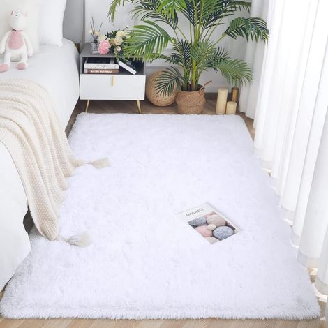 Teppich Hochflor Shaggy Wohnzimmer Reines Weiß 160 x 230 cm (1/5)