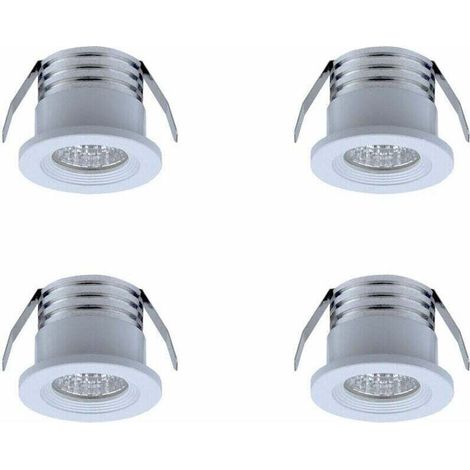 4 spots LED encastrables mini 3 W, lumière chaude 3000 K, aluminium et verre, angle 20–30°, IP22, lot de 4 pour intérieur