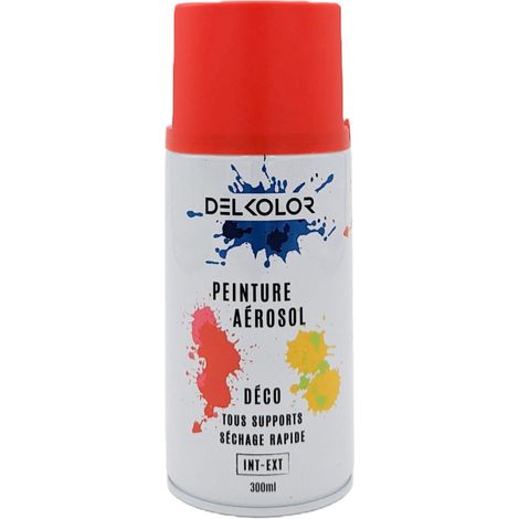 Delkolor Peinture en Aérosol Tous Supports - 300ml  Couleur: RAL 3020 ROUGE SIGNALISATION - Conditionnement: 300ml