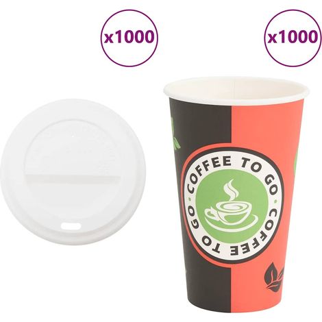 Pappbecher mit Deckeln 1000 Stk. 16oz 400ml