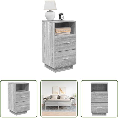Nachtschrank - Nachttische 2 Stk. mit 2 Schubladen Grau Sonoma 36x36x68 cm (1/5)