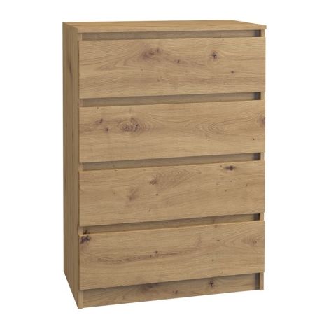 CDF Kommode Malwa M4 Farbe: Eiche Artisan Schrank für Dokumente, Kleinigkeiten Ideal für Wohnzimmer, Schlafzimmer, Kinderzimmer, Jugendzimmer und Büro 4 geräumige Schubladen (1/4)