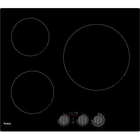 placa de inducción 58cm 3 fuegos 5500w negra - aim3530 - amica -