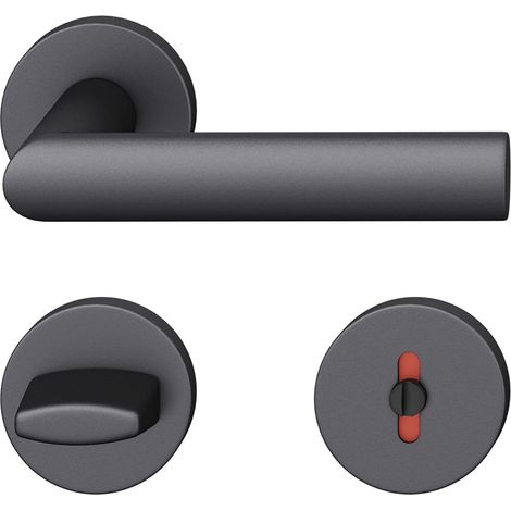 FSB Drückergarnitur 12 1108 ASL auf Rosette WC DIN, Aluminium schwarz matt (1/5)