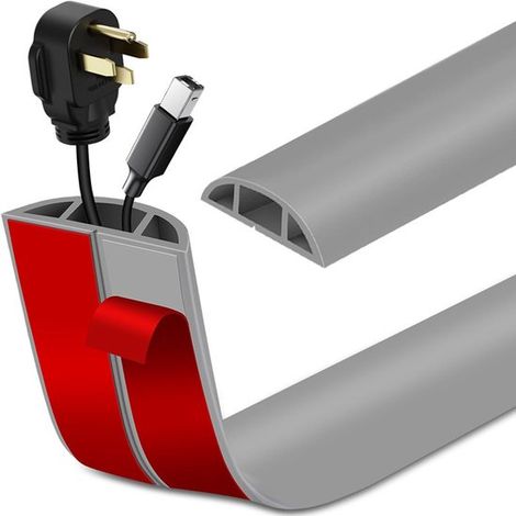 Bandeja portacables - Canaleta para cables de suelo - Gestión de cables - Autoadhesiva - 3 metros - Gris (1/5)