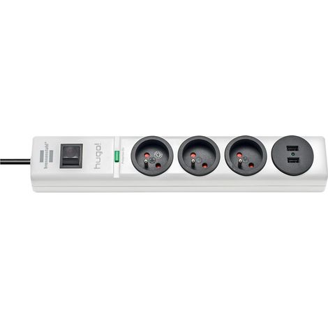 Brennenstuhl – Hugo Multipresa 3 prese/2 prese USB con protezione da sovratensioni cavo 2 m, 230 V, bianco, 1150611523, 230 voltsV (1/5)