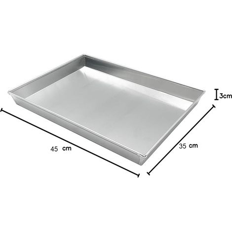 Teglia Forno Rettangolare Professionale in Alluminio Puro 99,5% Bordo Alto 3cm Made in Italy Lasagnera Singola per Pizza, Arrosti e Pasticceria Scegli la Misura - MISURA: CM 45X35 H3