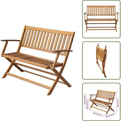 The Living Store Panchina da Giardino 120 cm in Legno Massello di Acacia - Panca pieghevole