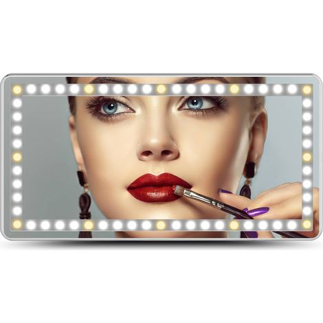 Rétroviseur de voiture avec miroir de courtoisie LED, 3 modes lumineux réglables, rechargeable, miroir cosmétique pour pare-soleil de camion (1/5)