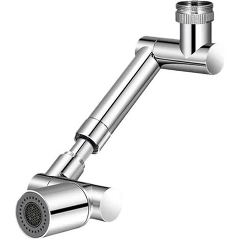 Extension de robinet rotative universelle rétractable à 1440° avec bras robotique rotatif, aérateur, rallonge de robinet d'évier de cuisine, 2 modes de débit d'eau (double modes – Argent)