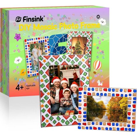 Mosaik Bilderrahmen Bastelset für Kinder, 2er Set, DIY Holzrahmen 20x15cm (1/4)