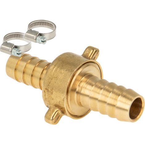 tecuro 3/3 Schlauchverschraubung 1/2 Zoll flachdichtend x Tülle Ø 10 mm, inkl. 2 Schellen W1 10-16 mm