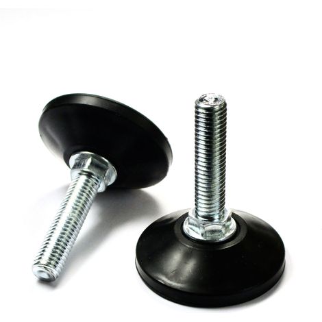 Ajile – Pied VÉRIN Réglable Fileté – Base Plastique NOIR Diamètre 50 mm, Tige Filetée en Acier Zingué Diamètre 10 mm (M10) de Longueur 40 mm