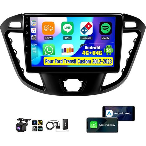 Autoradio Android 14 GPS FM RDS + Caméra pour Ford Transit Custom 2012-2021 - 4+64G DAB+ CAM (1/5)